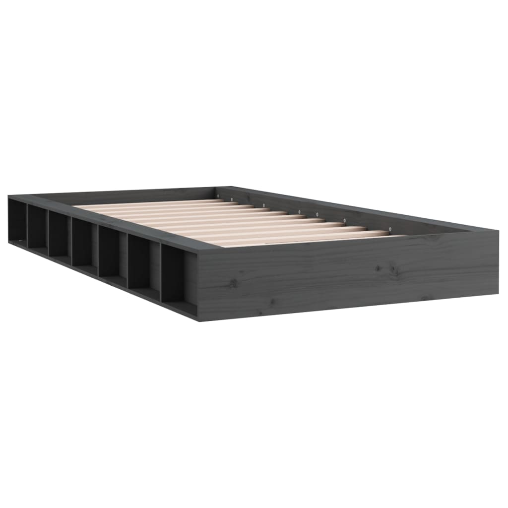 Okvir za krevet sivi 135 x 90 cm bračni od masivnog drva