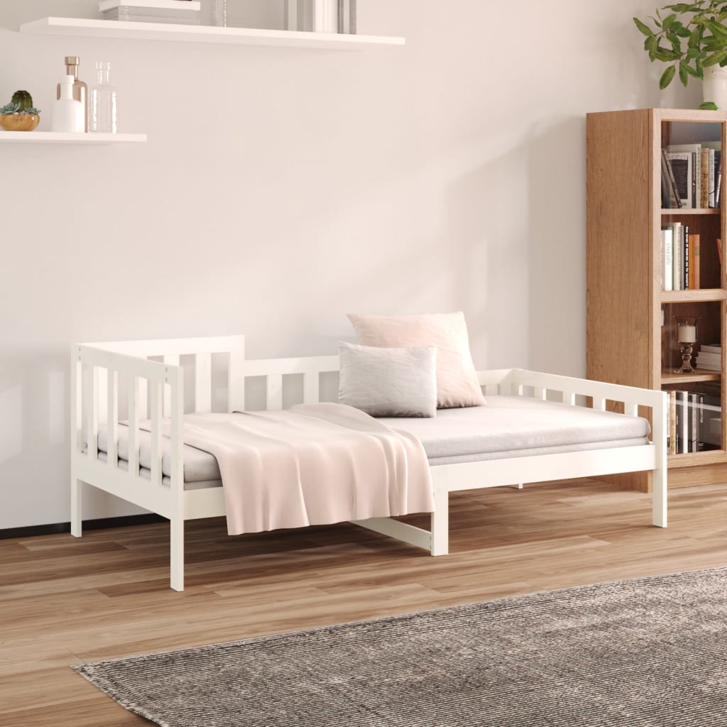 Dnevni krevet bez madraca bijeli 80 x 200 cm masivna borovina