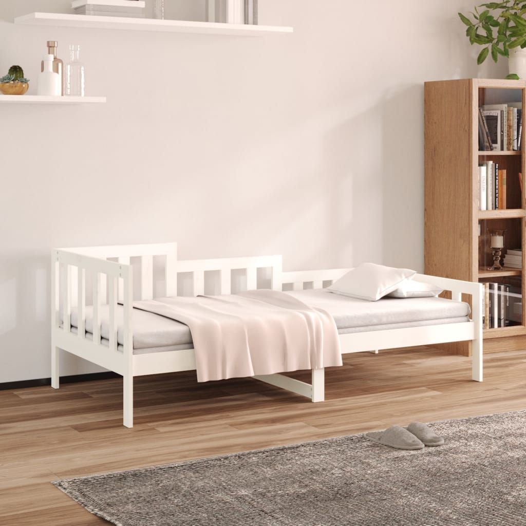 Dnevni krevet bez madraca bijeli 80 x 200 cm masivna borovina