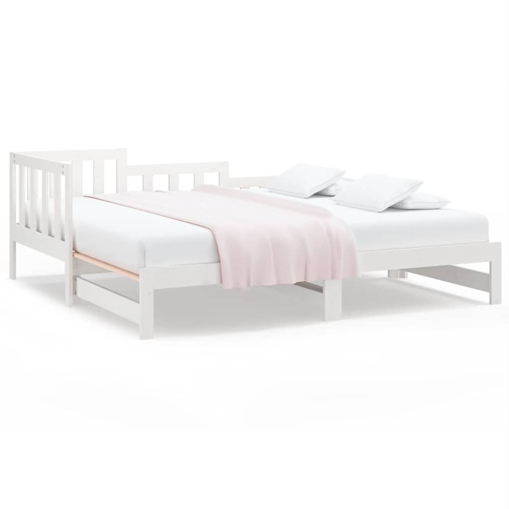 Dnevni ležaj na izvlačenje bijeli 2x(90x190)cm masivna borovina