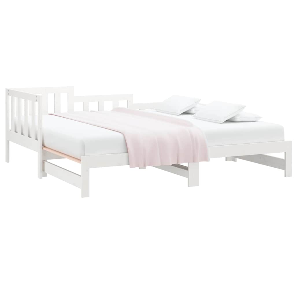 Dnevni ležaj na izvlačenje bijeli 2x(90x190)cm masivna borovina