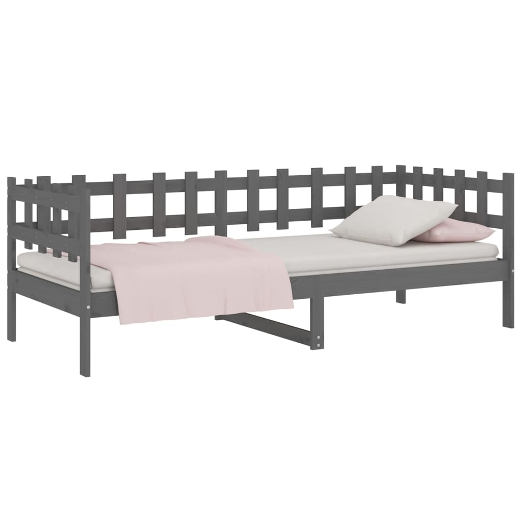 Dnevni ležaj sivi 90 x 200 cm od masivne borovine