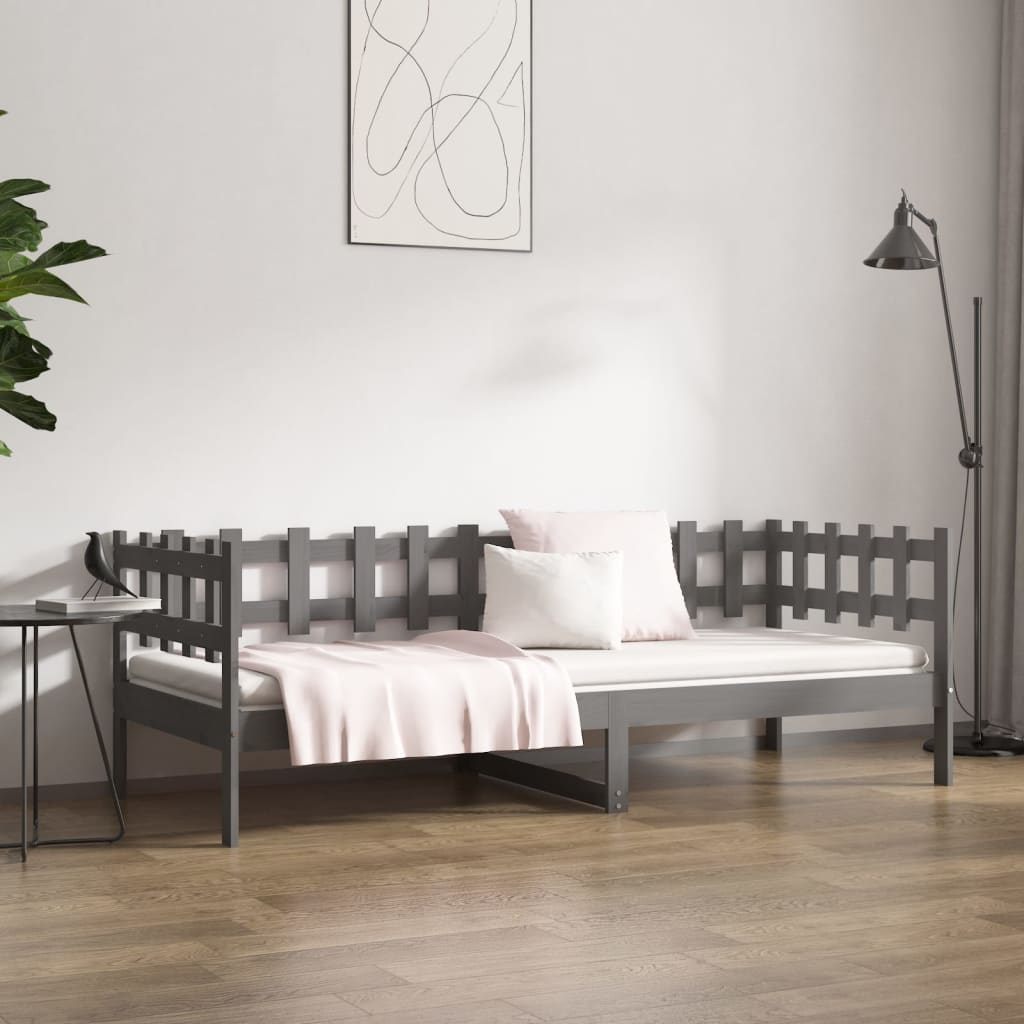 Dnevni ležaj sivi 90 x 200 cm od masivne borovine