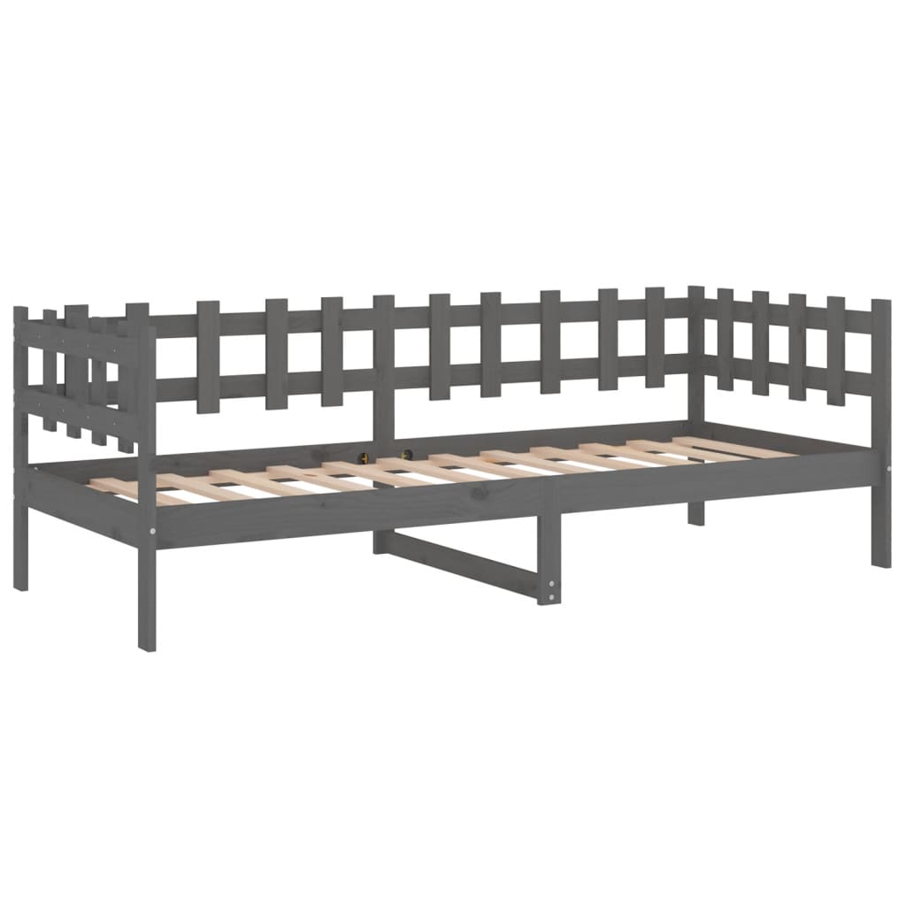 Dnevni ležaj sivi 90 x 200 cm od masivne borovine