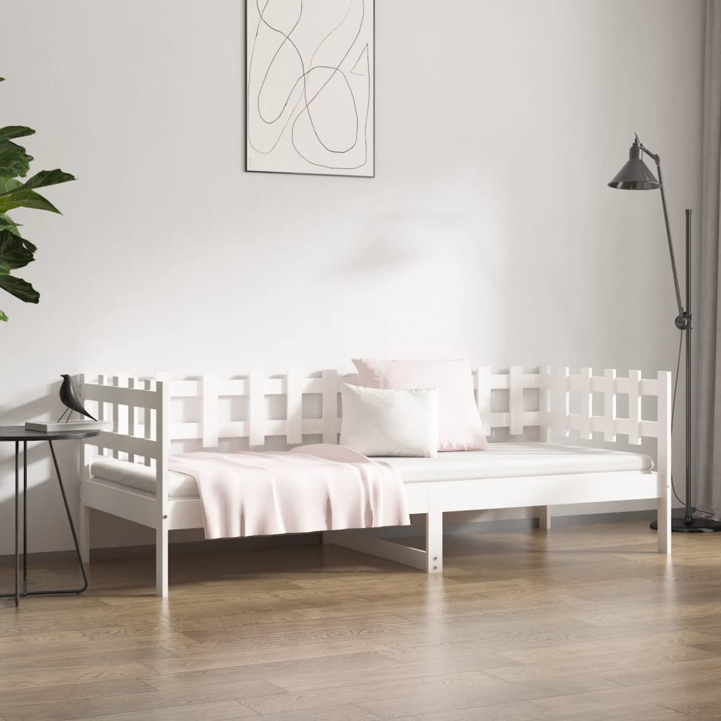 Dnevni krevet bez madraca bijeli 90 x 190 cm masivna borovina