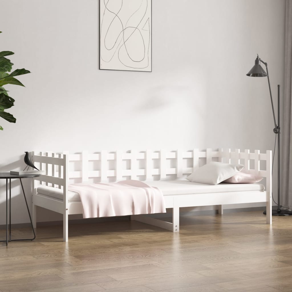 Dnevni krevet bez madraca bijeli 90 x 190 cm masivna borovina