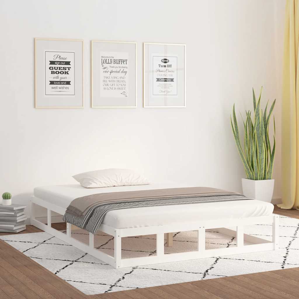 Okvir za krevet bijeli 140 x 200 cm od masivnog drva