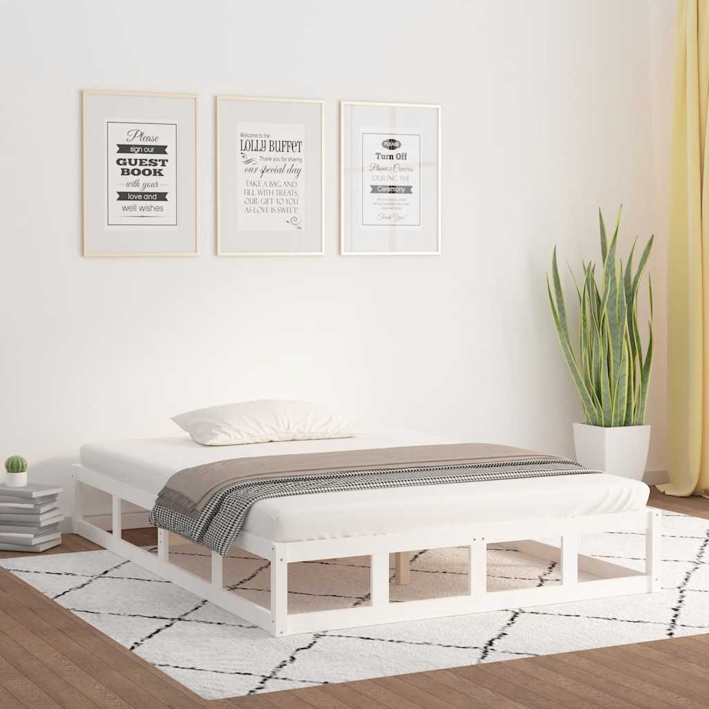 Okvir za krevet bijeli 135x190 cm bračni od masivnog drva