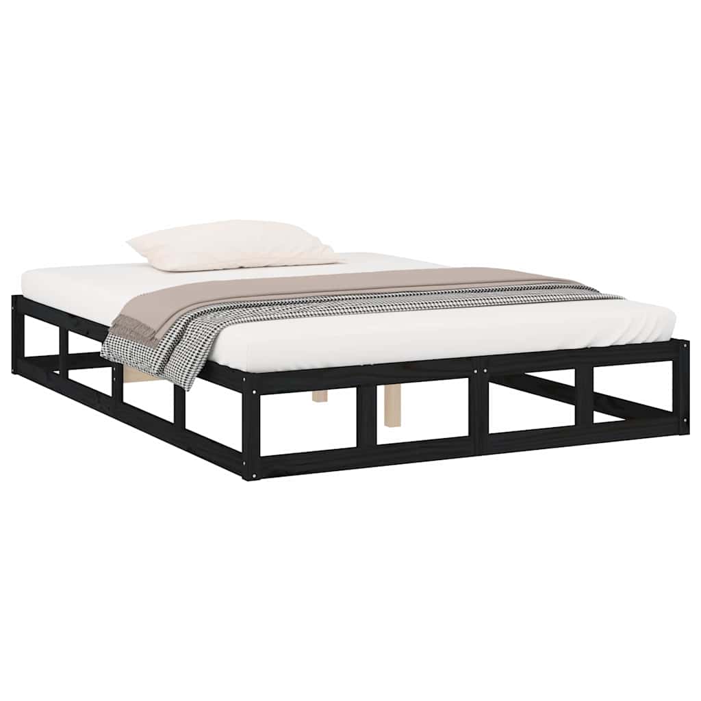 Okvir za krevet crni 140x190 cm od masivnog drva