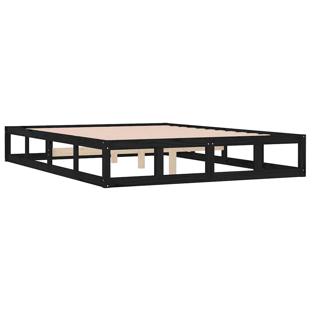 Okvir za krevet crni 140x190 cm od masivnog drva