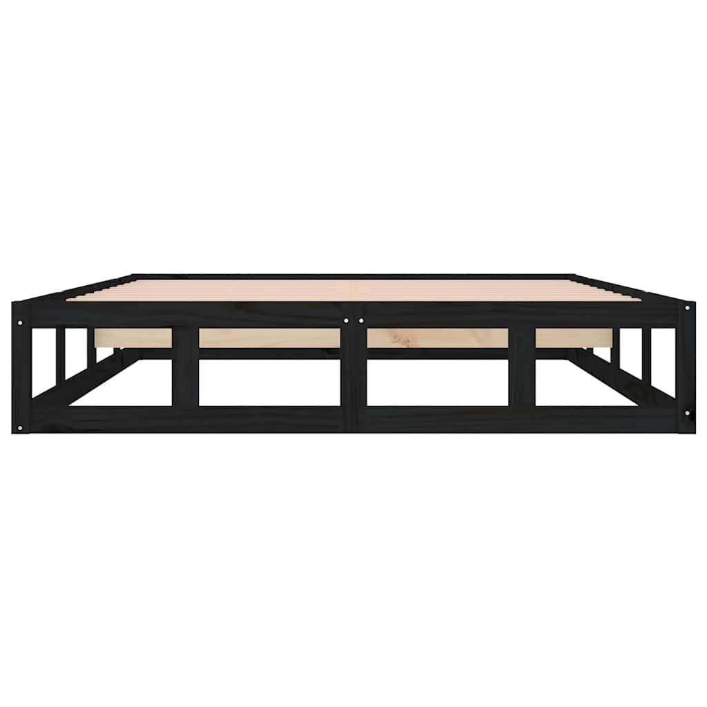 Okvir za krevet crni 140x190 cm od masivnog drva