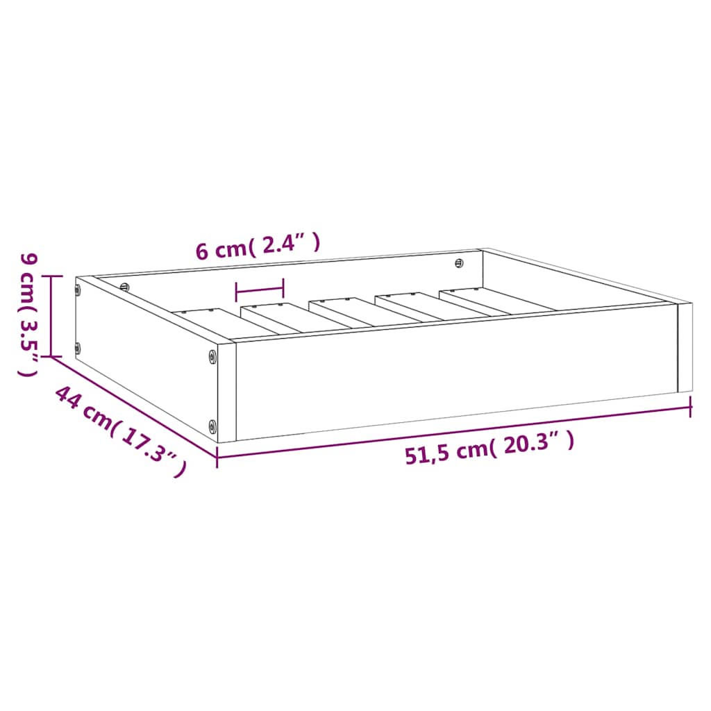 Krevet za pse crna 51,5x44x9 cm od masivne borovine