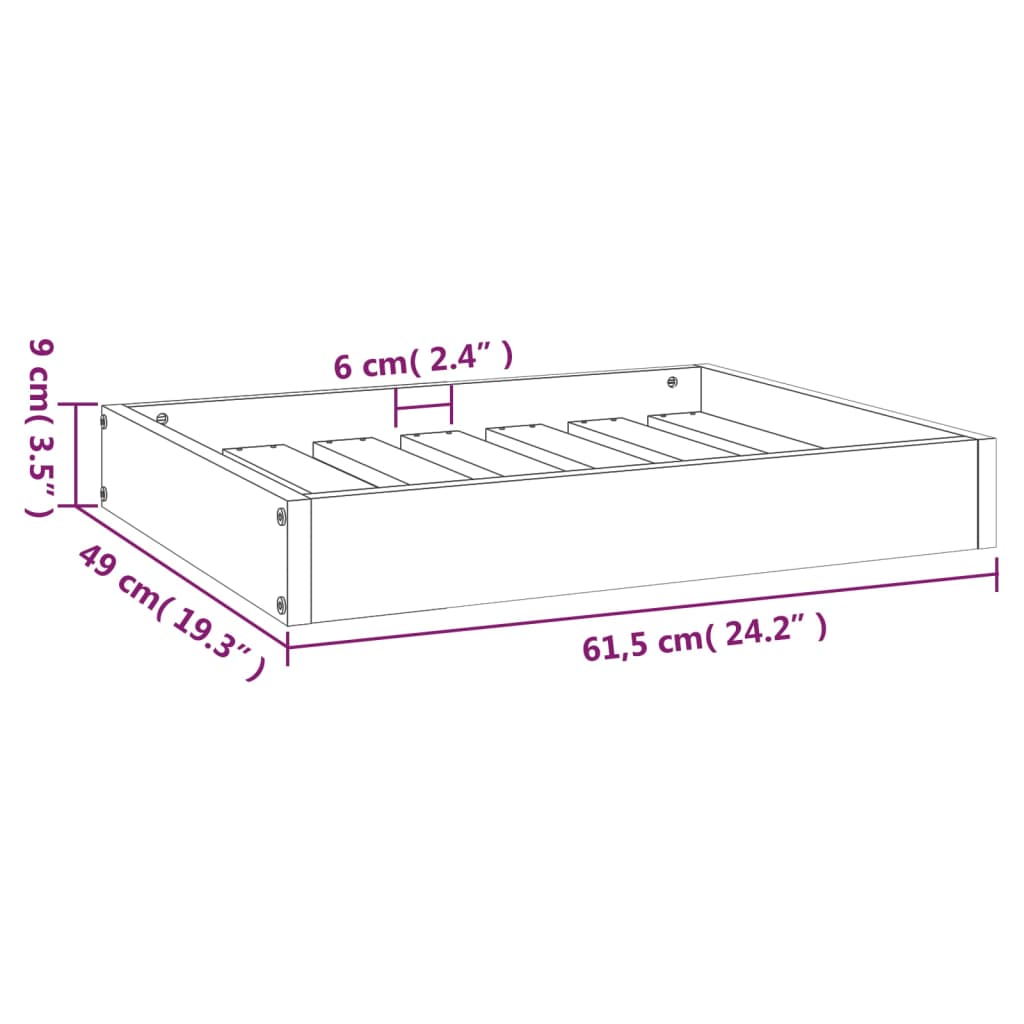 Krevet za pse sivi 61,5x49x9 cm od masivne borovine
