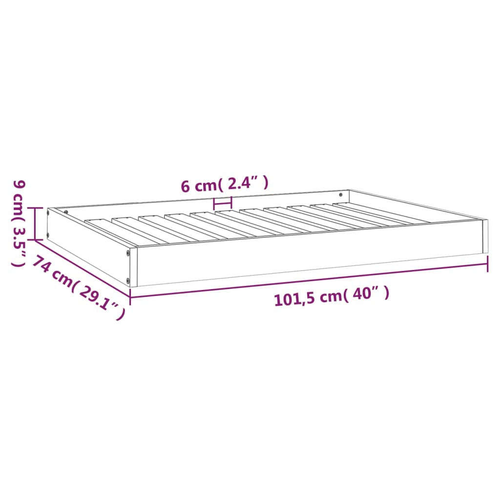 Krevet za pse bijeli 101,5 x 74 x 9 cm od masivne borovine