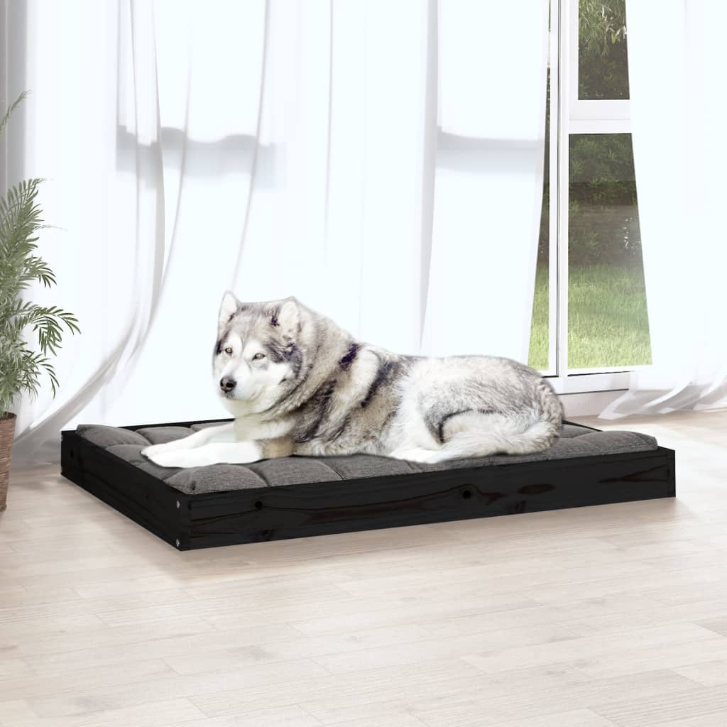 Krevet za pse crna 101,5x74x9 cm od masivne borovine