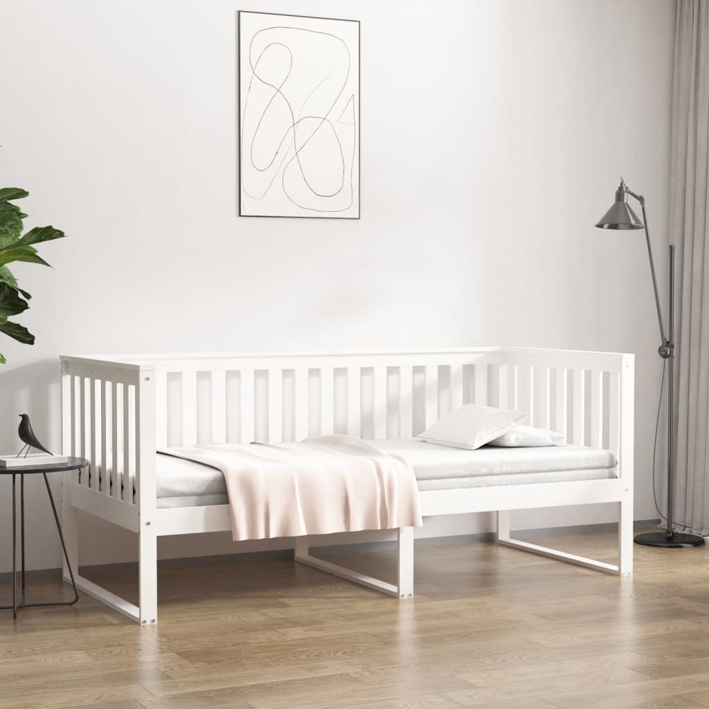 Dnevni krevet bez madraca bijeli 90 x 200 cm masivna borovina
