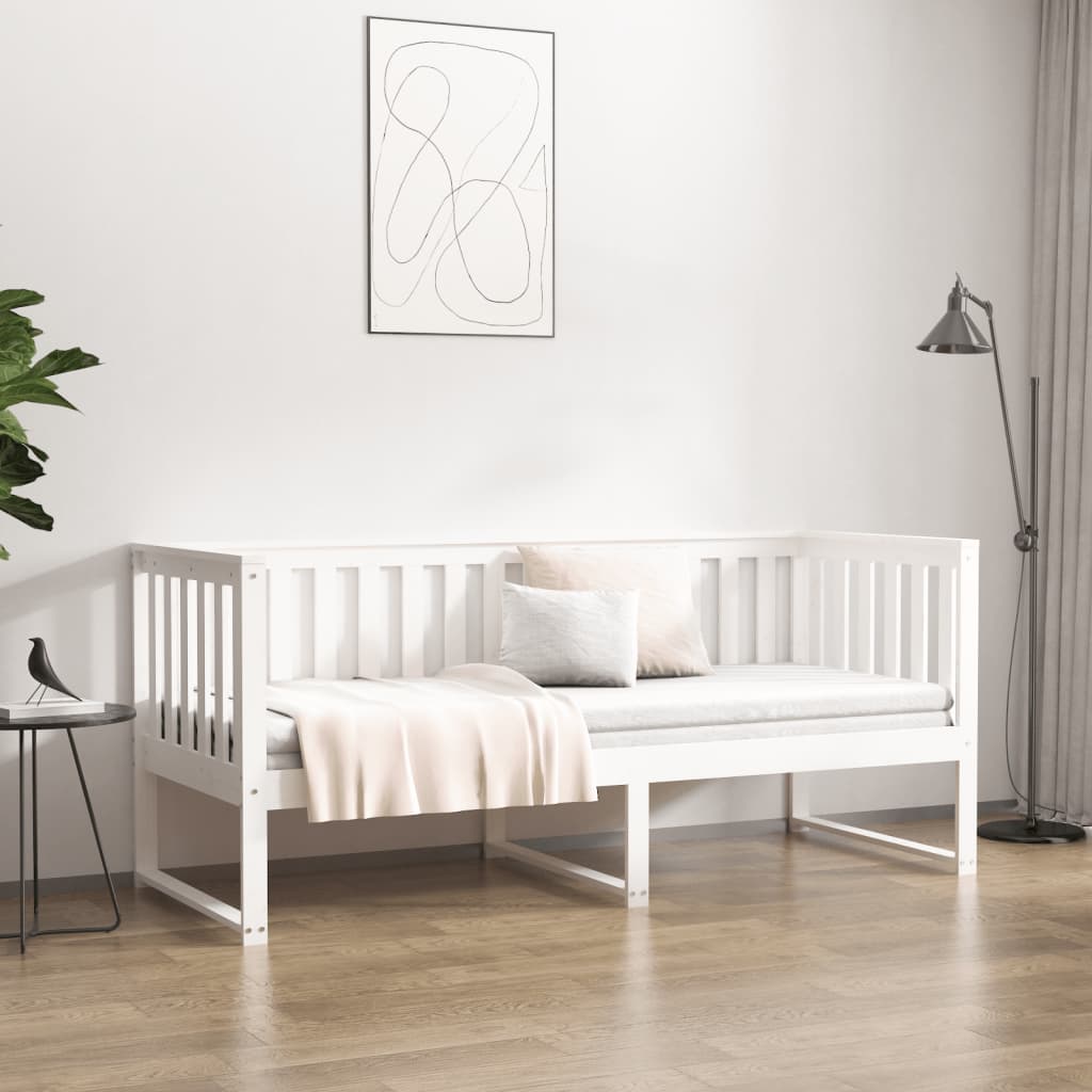 Dnevni krevet bez madraca bijeli 80 x 200 cm masivna borovina