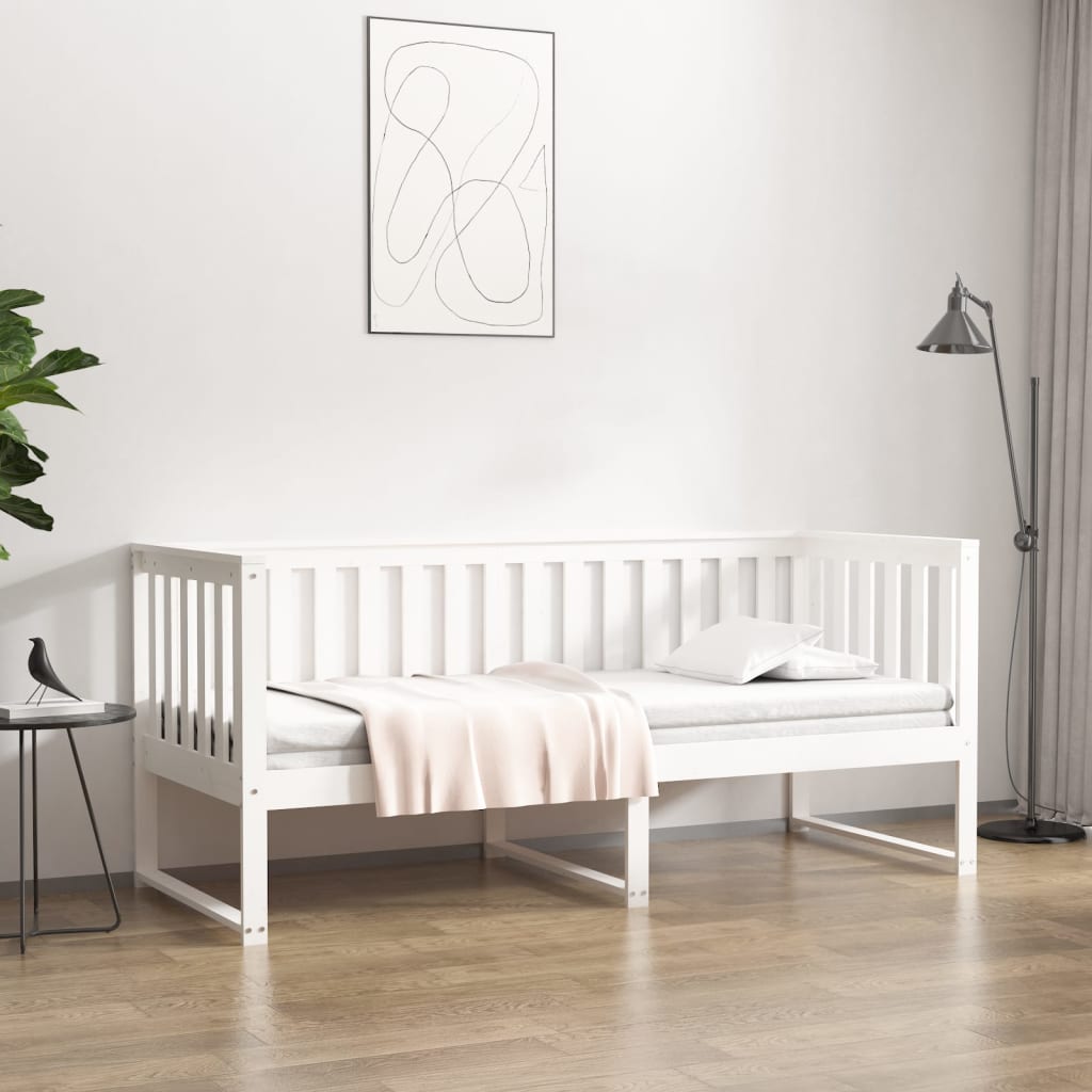 Dnevni krevet bez madraca bijeli 80 x 200 cm masivna borovina