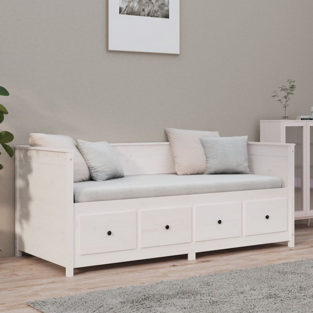 Dnevni krevet bez madraca bijeli 90 x 190 cm masivna borovina