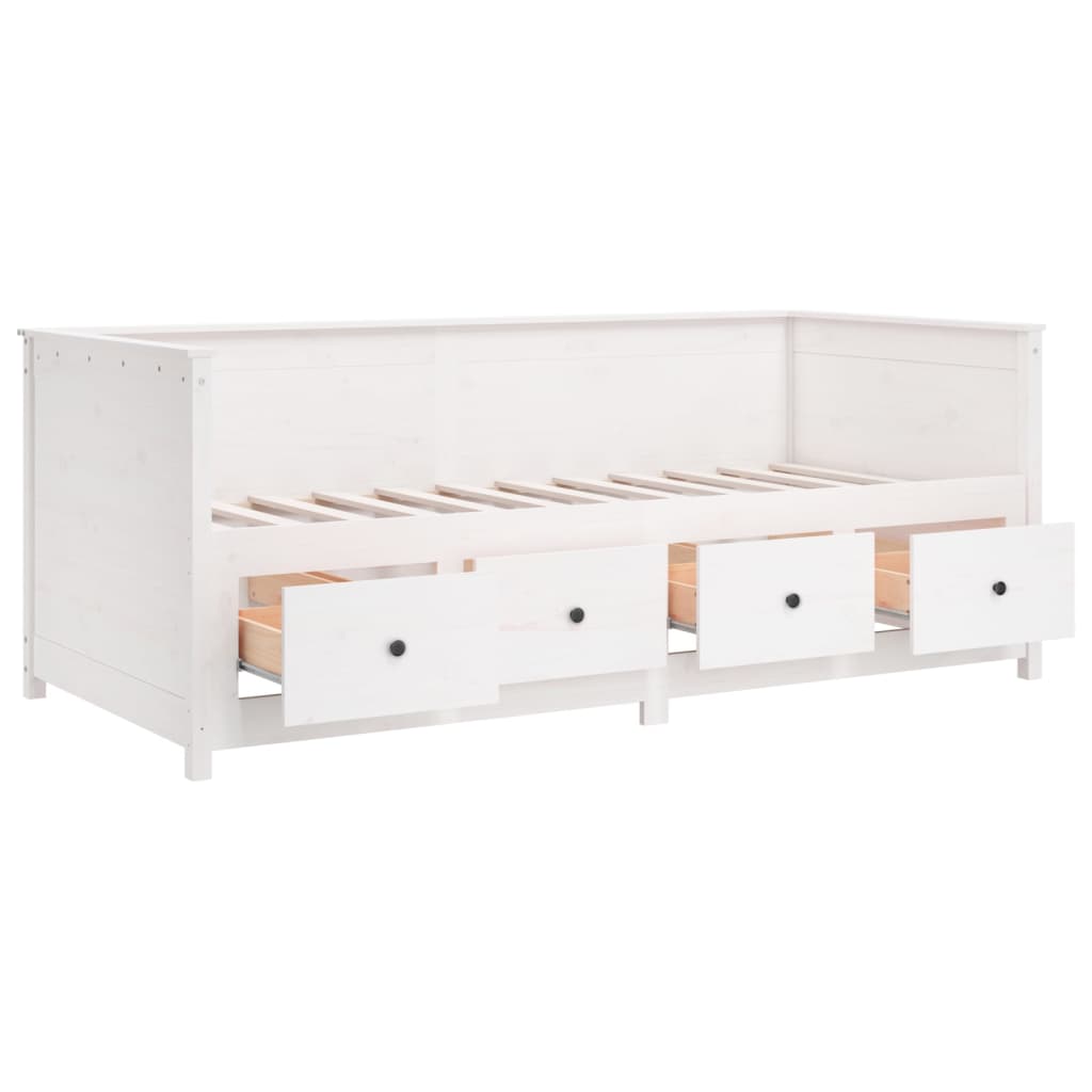 Dnevni krevet bez madraca bijeli 90 x 190 cm masivna borovina