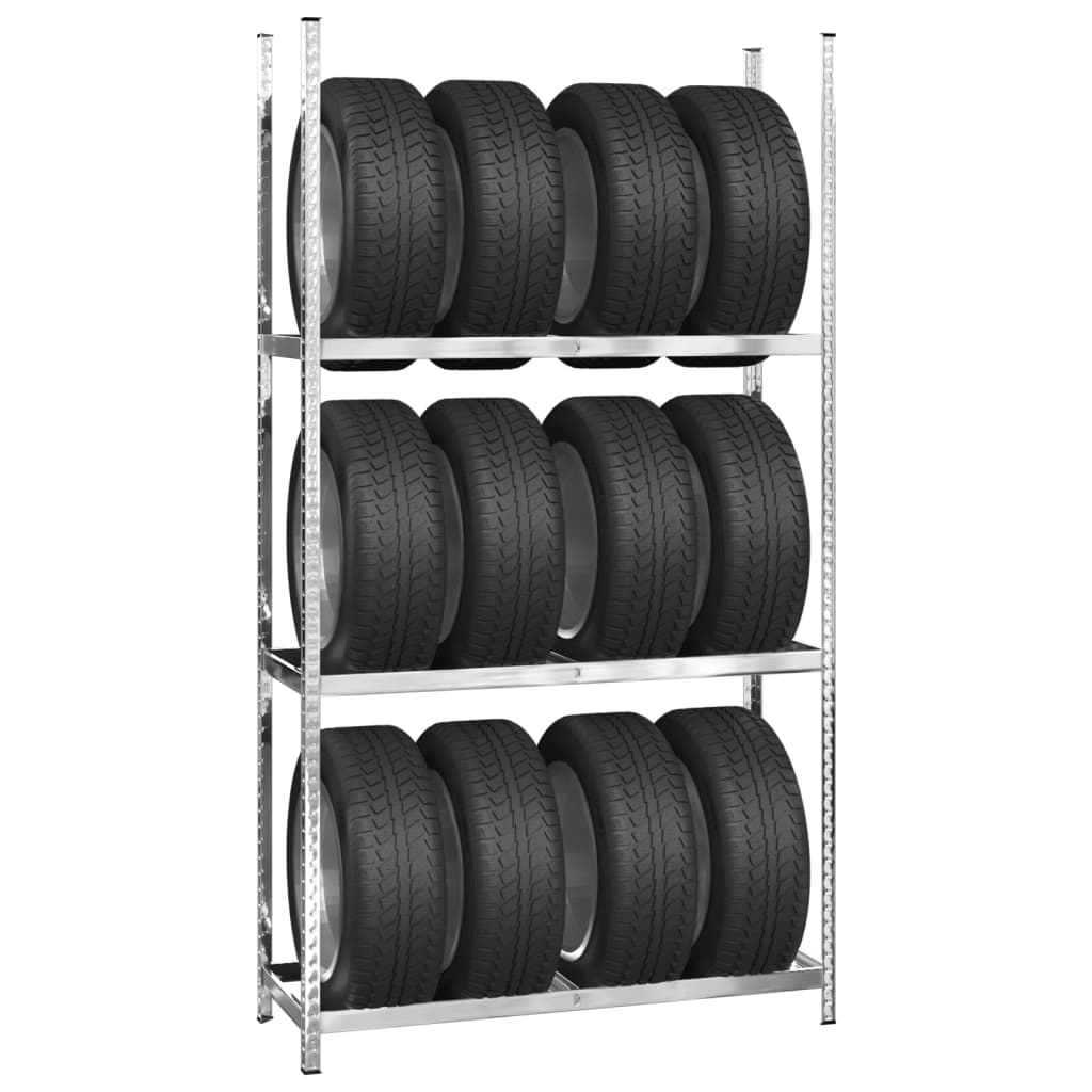 Stalak za gume s 3 razine srebrni 110 x 40 x 200 cm čelični