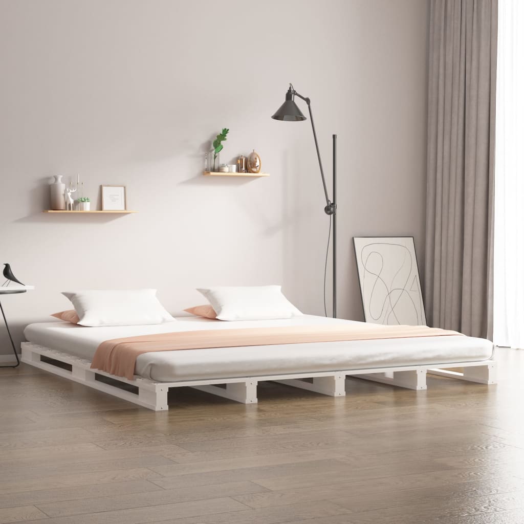 Krevet od paleta bijeli 120x190 cm masivna borovina bračni