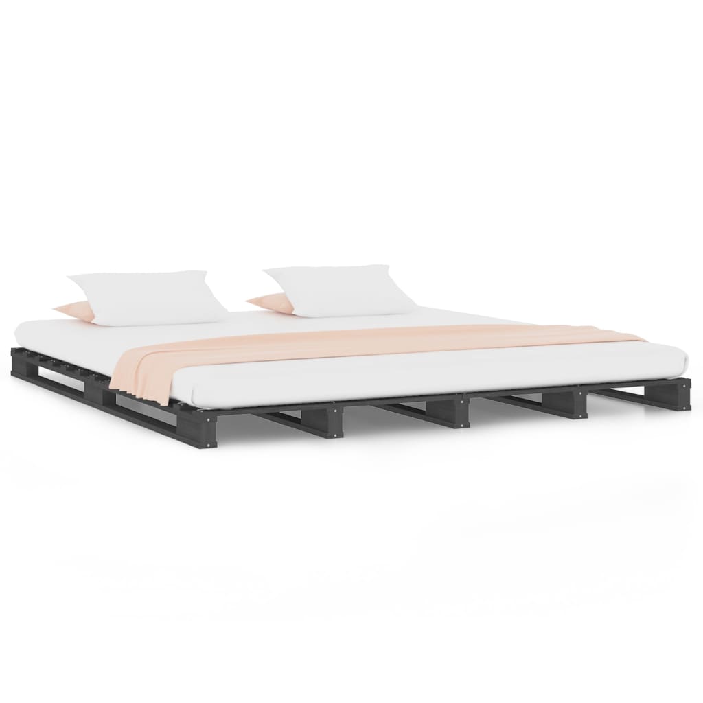 Krevet od paleta sivi 140 x 190 cm od masivne borovine
