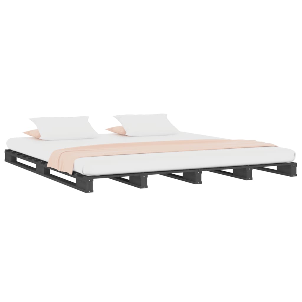 Krevet od paleta sivi 140 x 190 cm od masivne borovine