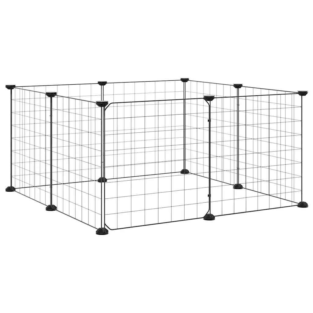 Kavez za kućne ljubimce s 8 panela i vratima crni 35x35 cm čelik