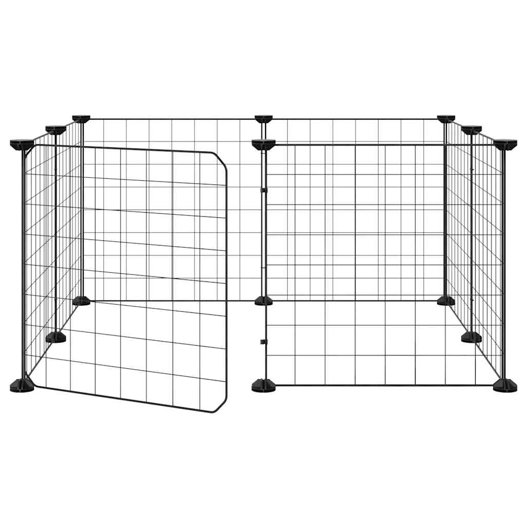 Kavez za kućne ljubimce s 8 panela i vratima crni 35x35 cm čelik