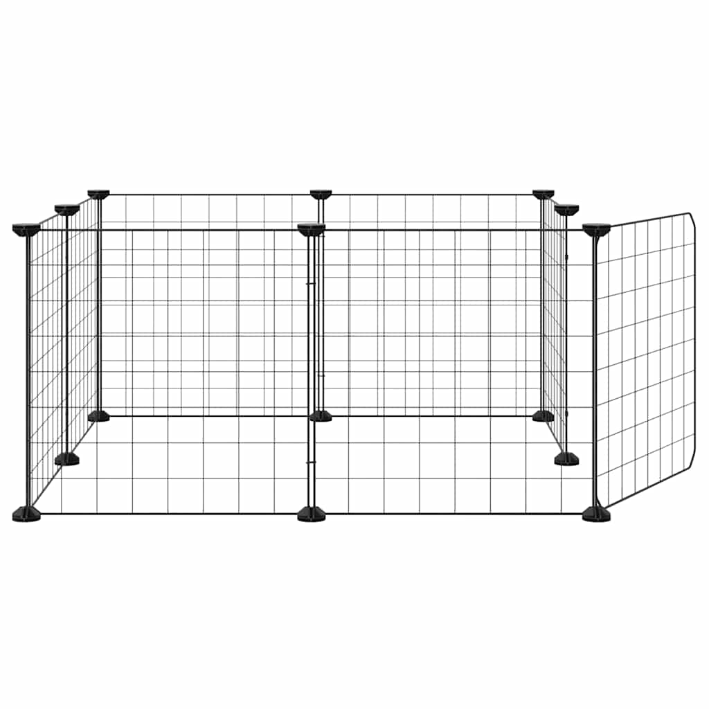 Kavez za kućne ljubimce s 8 panela i vratima crni 35x35 cm čelik