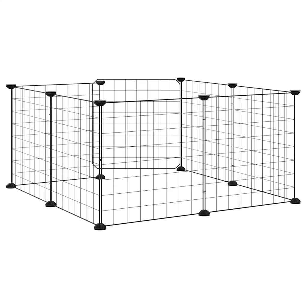 Kavez za kućne ljubimce s 8 panela i vratima crni 35x35 cm čelik