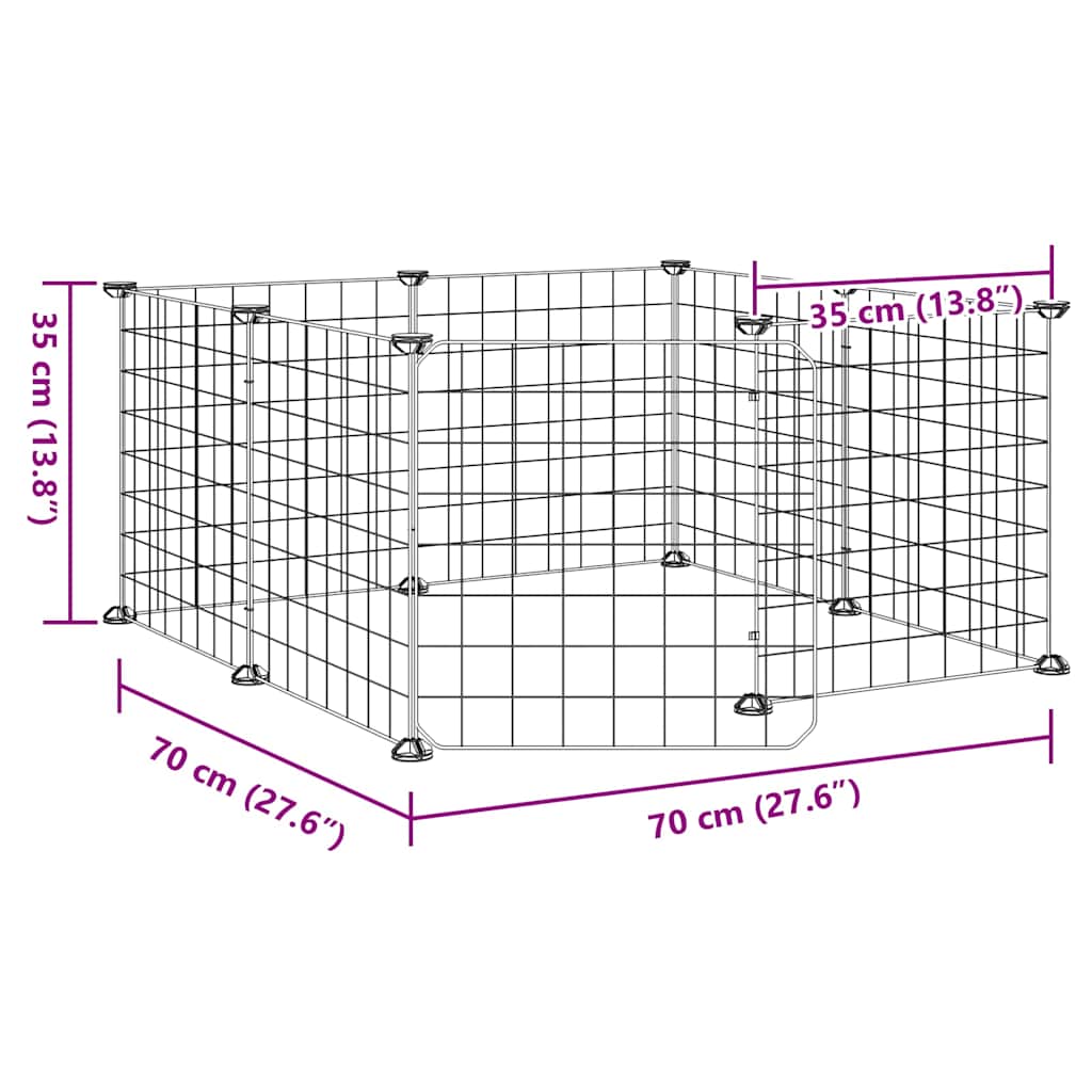 Kavez za kućne ljubimce s 8 panela i vratima crni 35x35 cm čelik