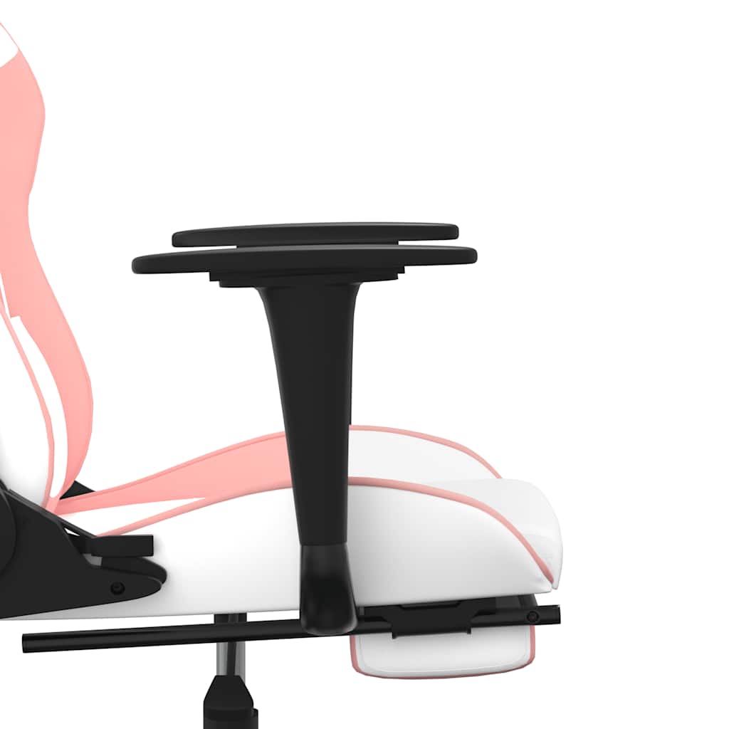 Masažna igraća stolica s osloncem bijelo-ružičasta umjetna koža