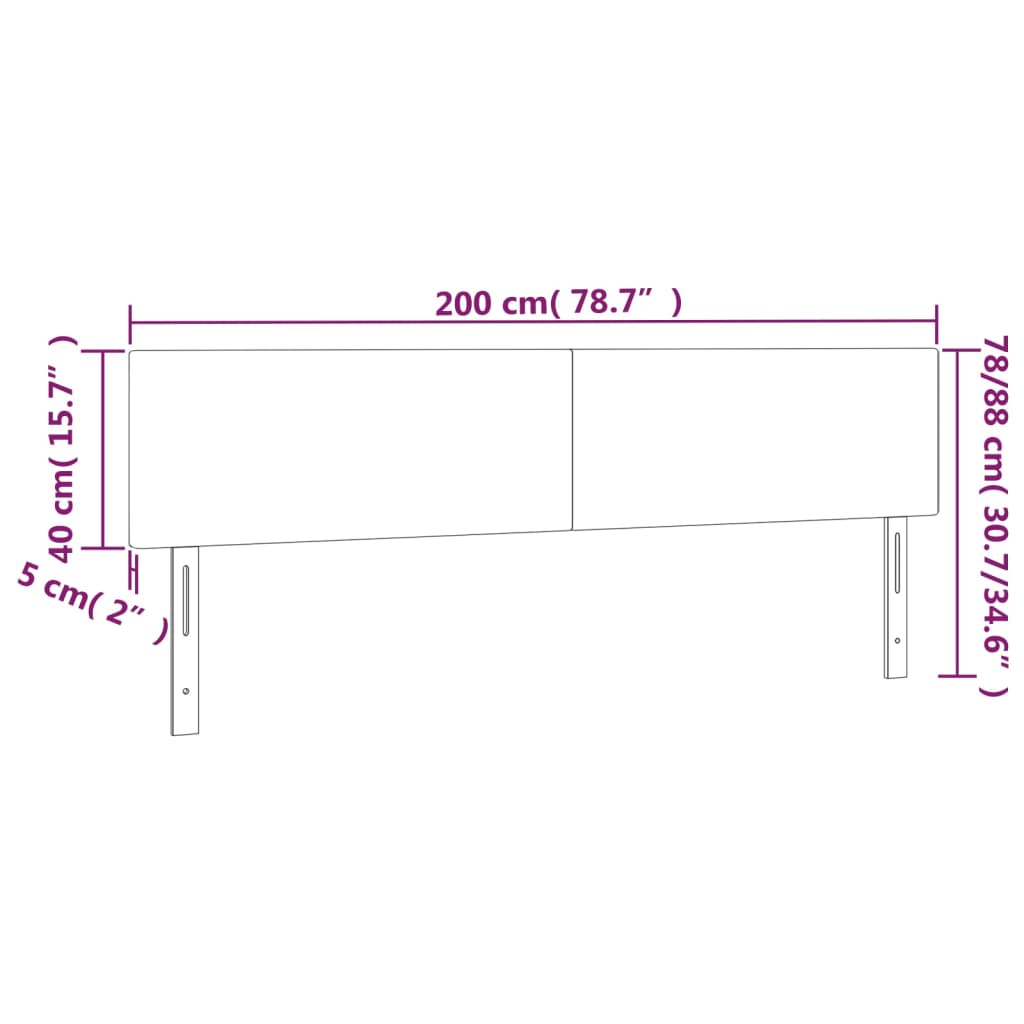 Uzglavlja crna 200x5x78/88 cm od umjetne kože
