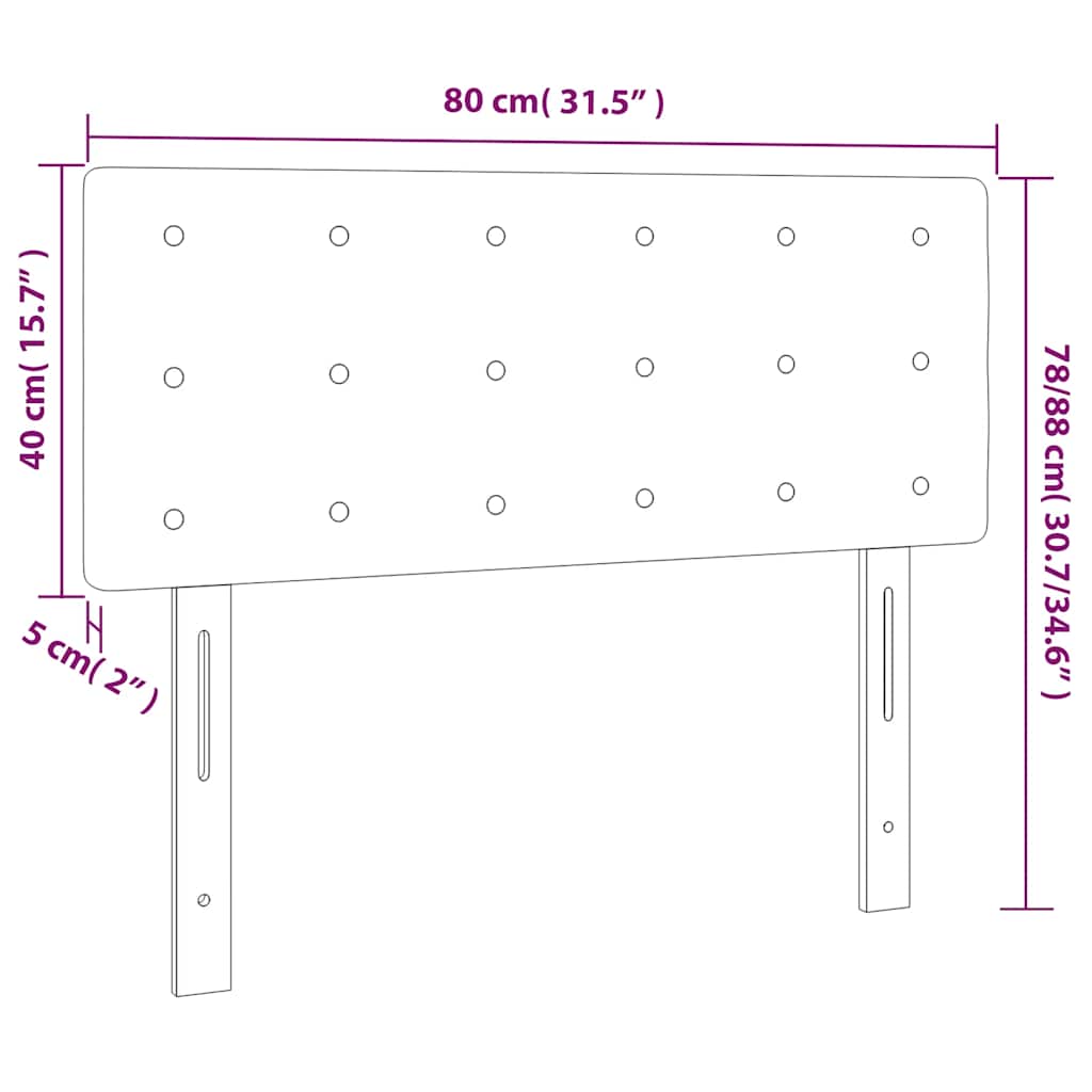 Uzglavlje crno 80 x 5 x 78/88 cm od tkanine