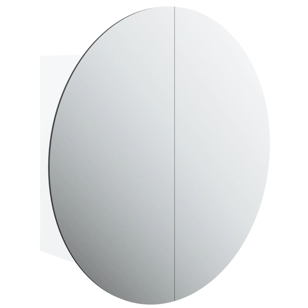 Kupaonski ormarić s okruglim ogledalom LED bijeli 47x47x17,5 cm
