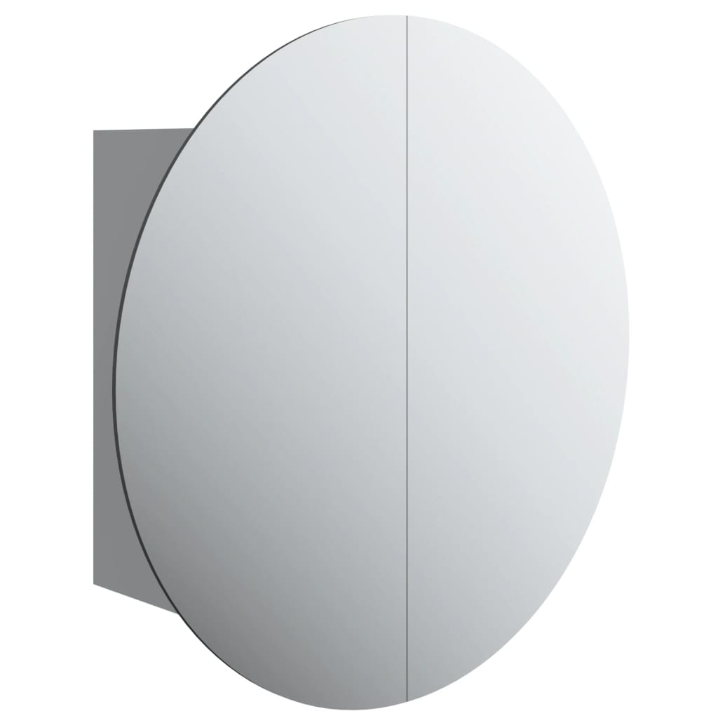 Kupaonski ormarić s okruglim ogledalom LED Siva 47x47x17,5 cm