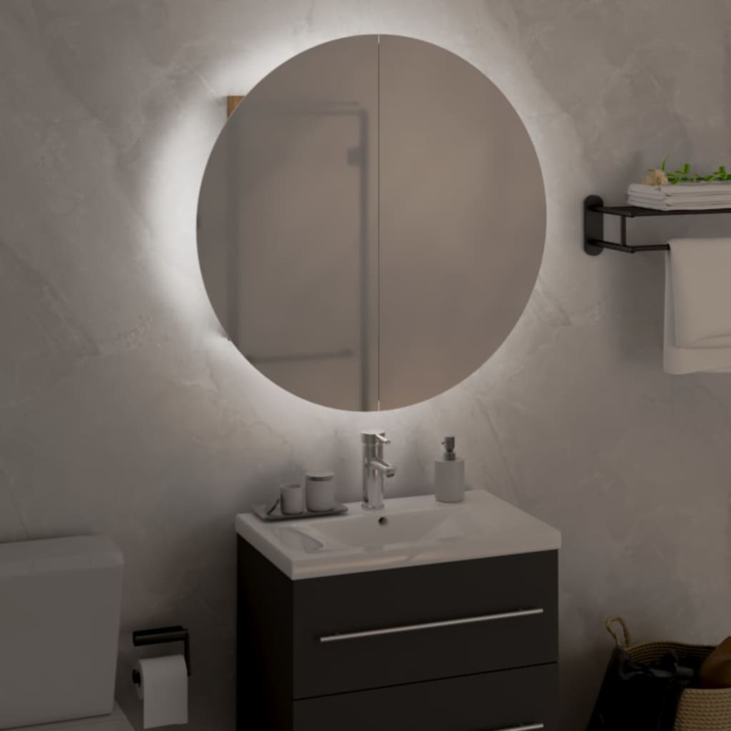 Kupaonski ormarić s ogledalom LED boja hrasta 47 x 47 x 17,5 cm
