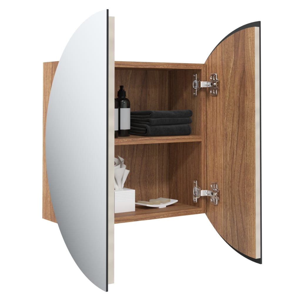 Kupaonski ormarić s ogledalom LED boja hrasta 47 x 47 x 17,5 cm