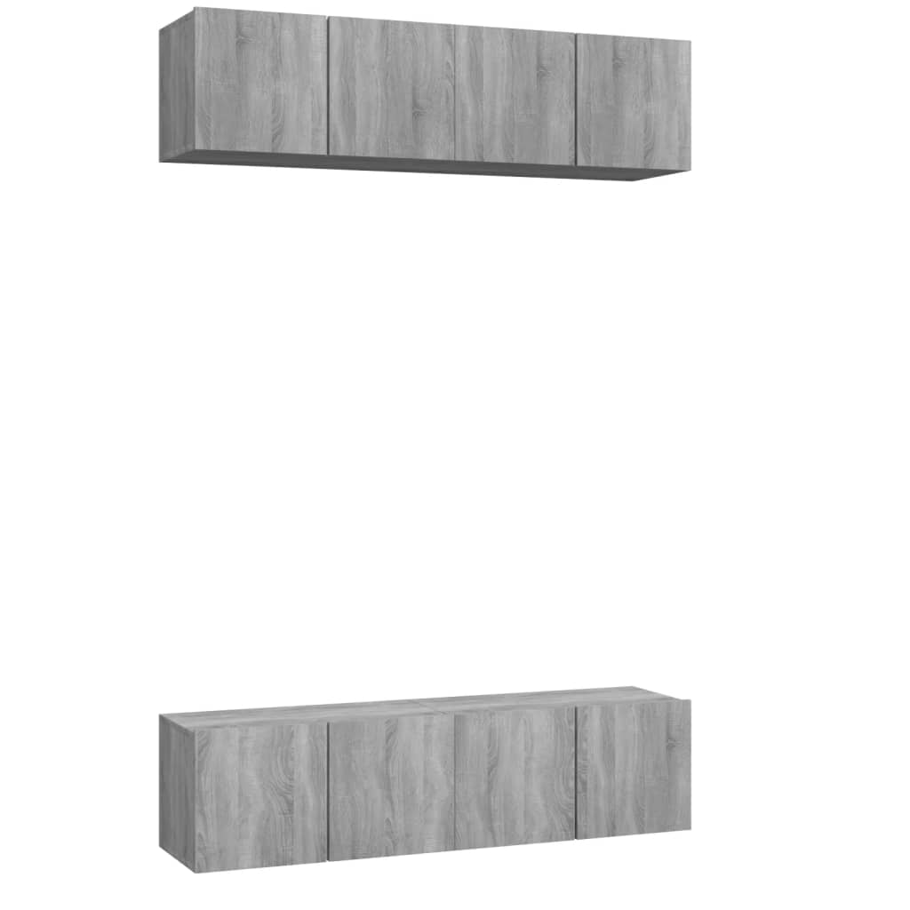Zidni TV ormarići 4 kom boja sivog hrasta 60x30x30 cm drveni