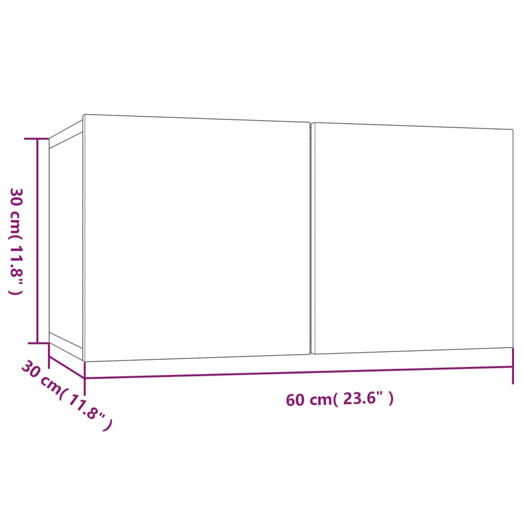 Zidni TV ormarići 4 kom boja sivog hrasta 60x30x30 cm drveni