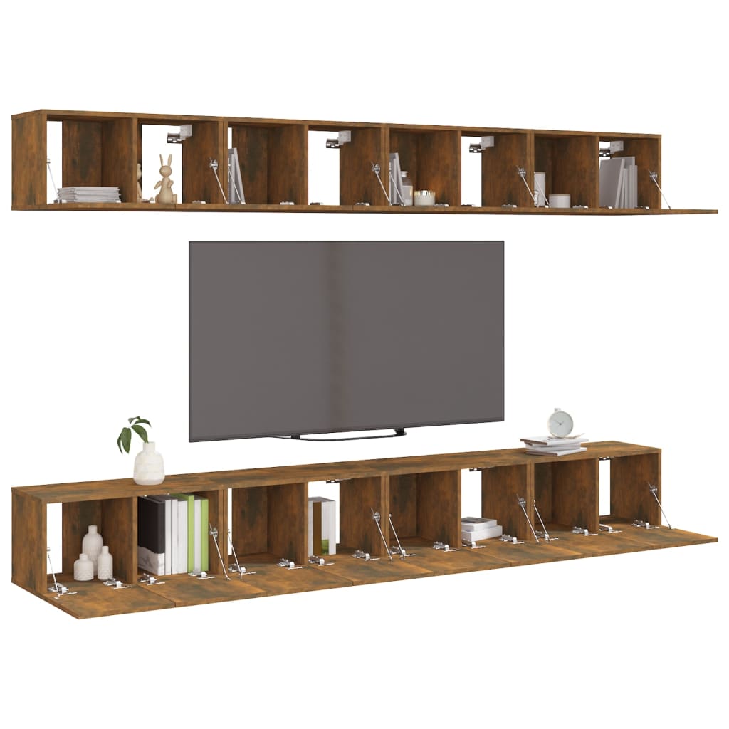 TV ormarići 8 kom boja hrasta 60 x 30 x 30 cm konstruirano drvo