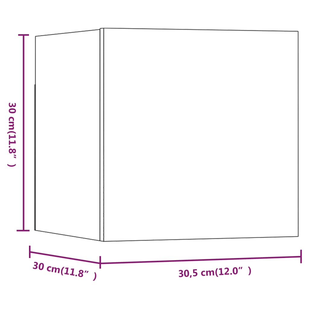 Zidni TV ormarići 8 kom boja sivog hrasta sonome 30,5x30x30 cm