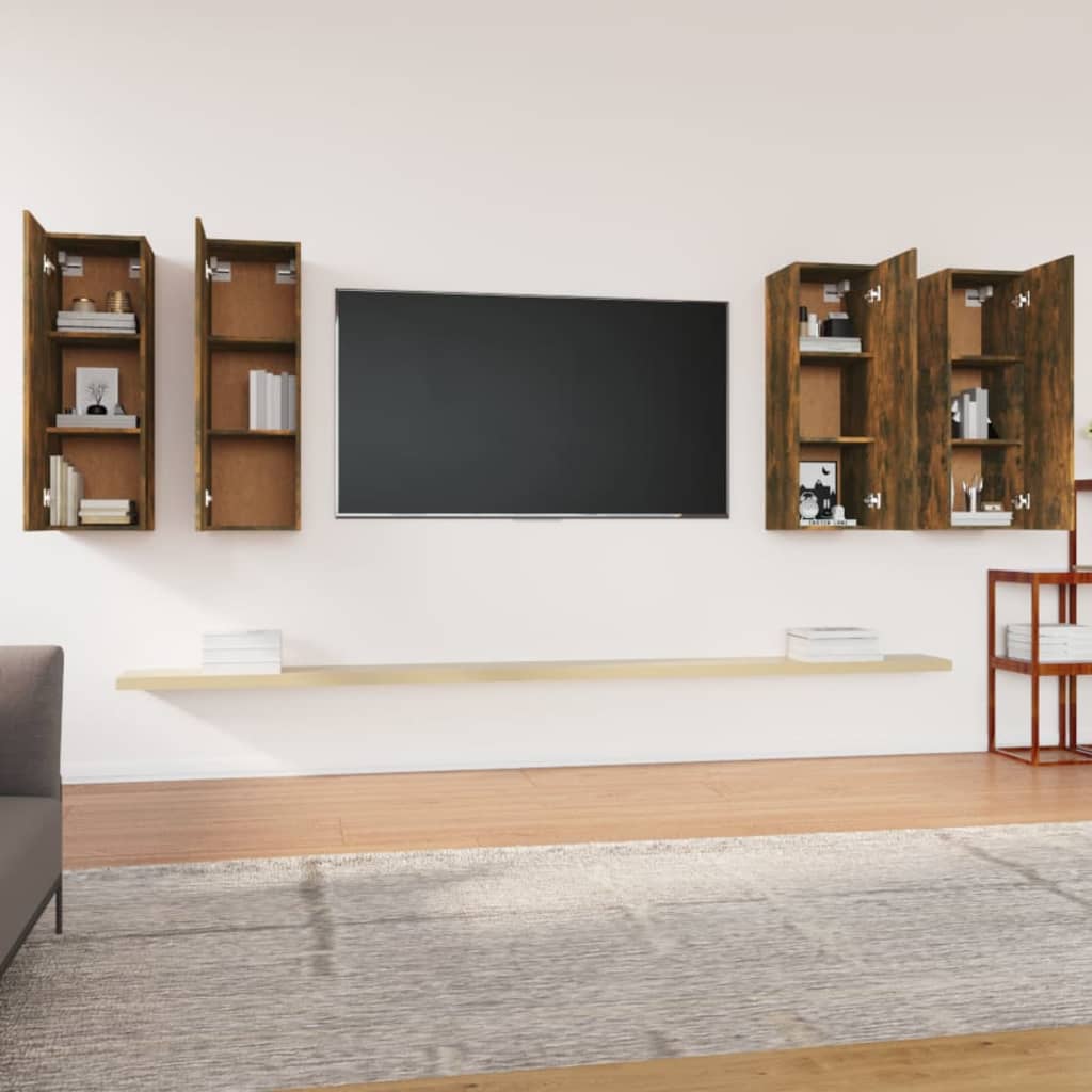 TV ormarići 4 kom dimljeni hrast 30,5x30x90cm konstruirano drvo