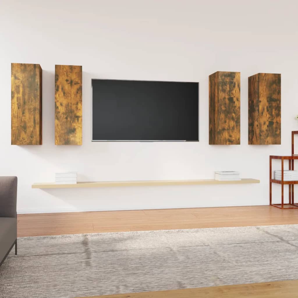 TV ormarići 4 kom dimljeni hrast 30,5x30x90cm konstruirano drvo