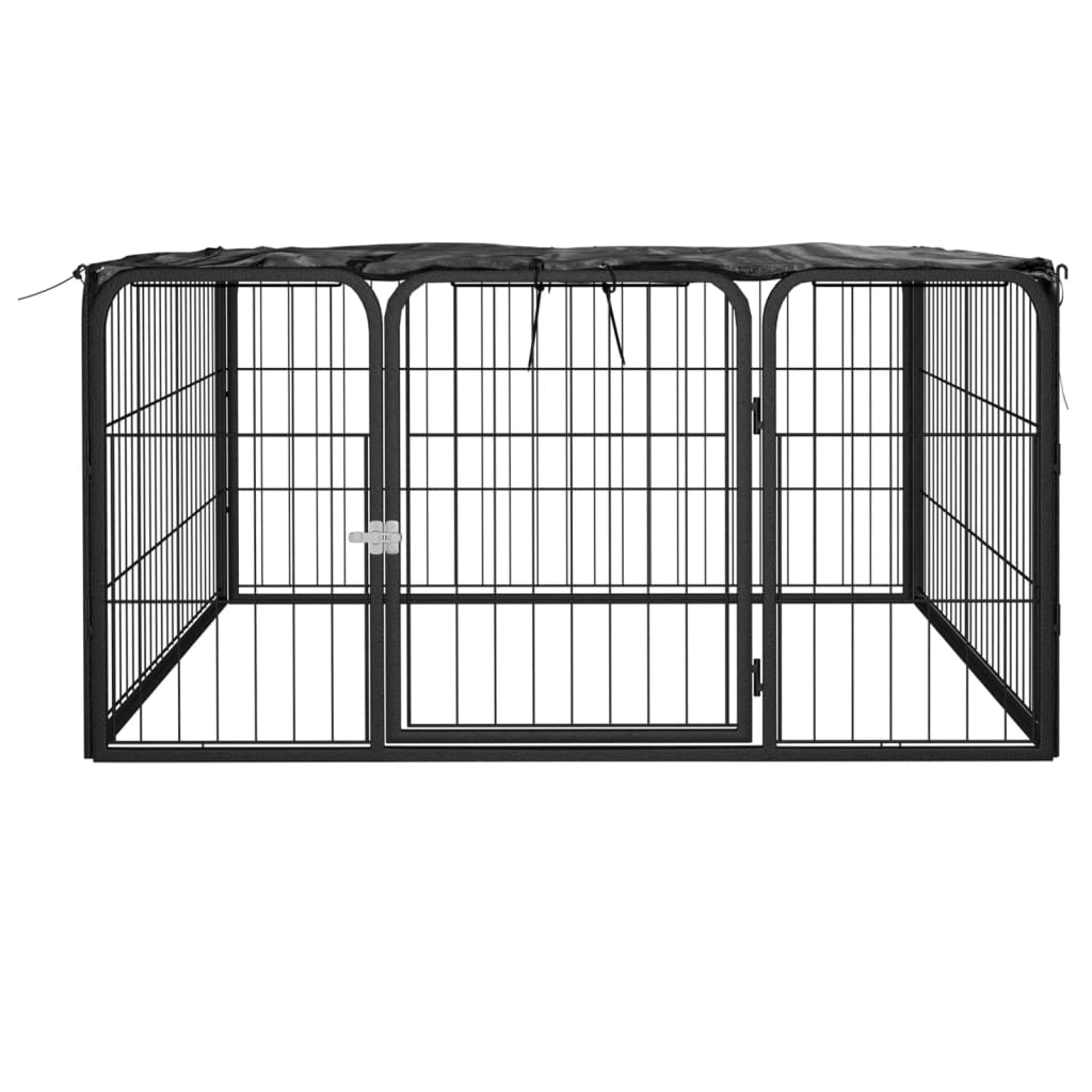 Ograda za pse s 4 panela crna 100 x 50 cm čelik obložen prahom