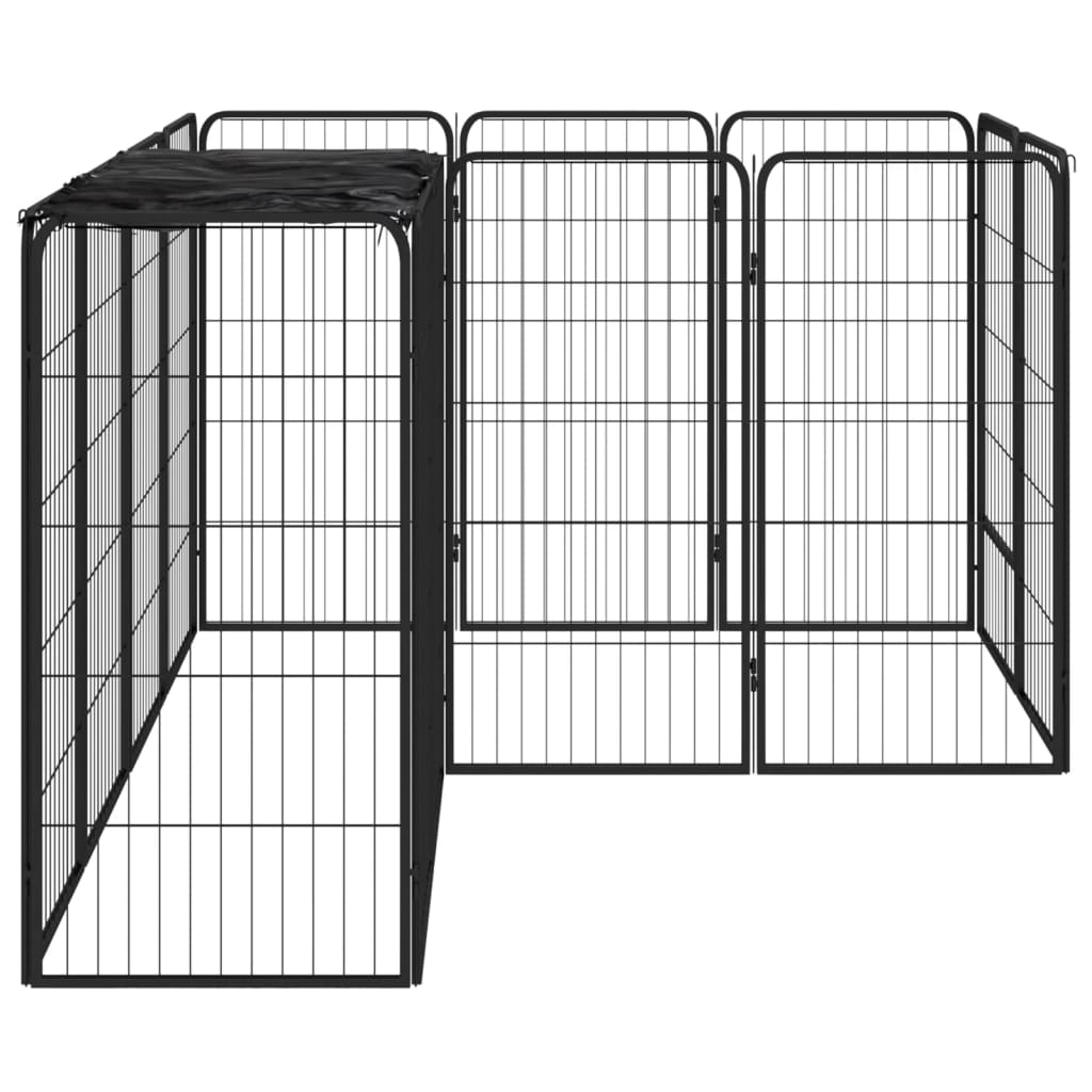 Ograda za pse s 14 panela crna 50 x 100 cm čelik obložen prahom