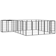 Ograda za pse s 26 panela crna 50 x 100 cm čelik obložen prahom