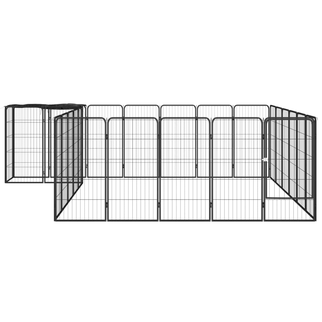 Ograda za pse s 26 panela crna 50 x 100 cm čelik obložen prahom